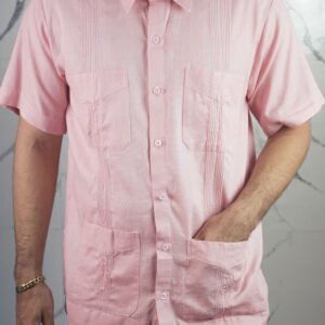 Guayabera de lino manga corta 4 bolsas